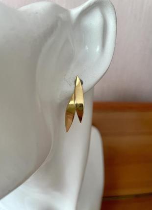 Винтажные серьги листочки золотистые американский винтаж