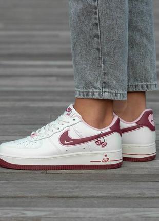 Шикарные стильные женские кроссовки "nike for air force 1 valentine's day"