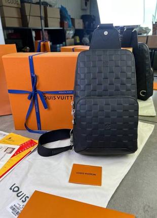 Сумка слінг чорна louis ochoton avenue damier infini 47414