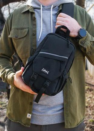 Рюкзак сумка слинг на одно плечо famk черный