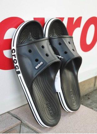Крокс баябенд слайд шльопанці чорні crocs bayaband slide black white