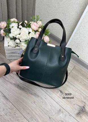 Жіноча стильна та якісна сумка з еко шкіри зелена3 фото