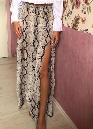 Актуальна спідниця у тваринний принт юбка сітка плюс сайз з розрізами спідниця максі юбка шифон