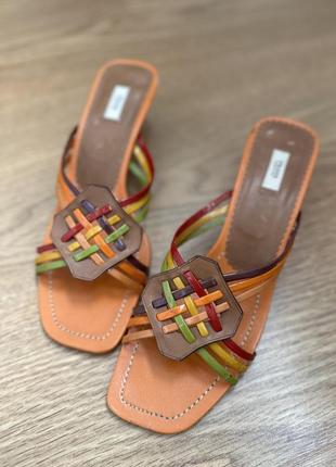 Оригинал винтажные кожаные prada босоножки мюли