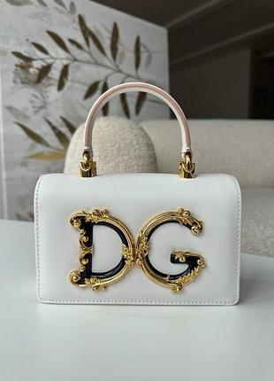 Біла шкіряна сумка в стилі dolce gabbana дольче габана