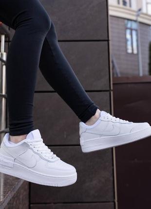 Женские кроссовки в стиле nike air force 1 shadow найк форсы / демисезонные / весенние, летние, осенние / кожа / бежевые, фиолетовые, белые