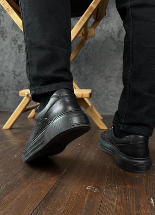 Кожаная мужская черная  обувь сезон весна - осень niagara_brand 39625 фото