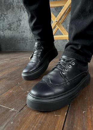 Кожаная мужская черная  обувь сезон весна - осень niagara_brand 39628 фото