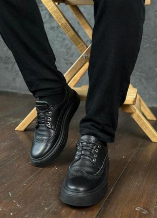 Кожаная мужская черная  обувь сезон весна - осень niagara_brand 39623 фото