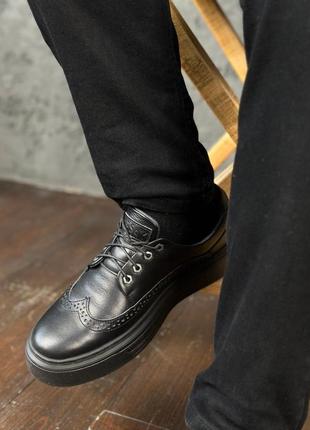 Кожаная мужская черная  обувь сезон весна - осень niagara_brand 39626 фото