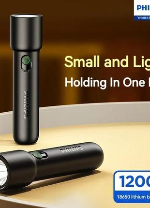 Ліхтарик philips sfl-1235 кишеньковий, портативний від usb, 1200 mah