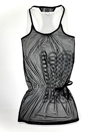 Женское прозрачное короткое платье-сетка с белой подкладкой фирмы eckōred (ecko unltd)3 фото