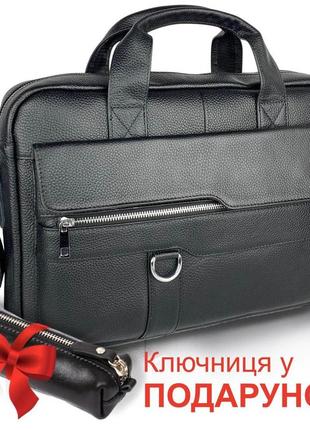 Офисная  сумка-портфель мужская из натуральной кожи tiding bag 14671-17 черная2 фото