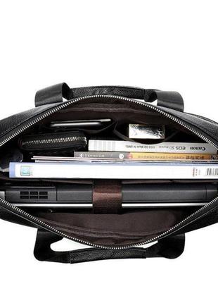 Офісна сумка-портфель чоловіча із натуральної шкіри tiding bag 14671-17 чорна6 фото