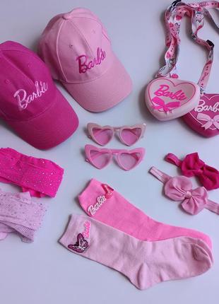 Barbie look для дівчинки, кепка барбі, окуляри барбі, гольфи барбі, колготки дитячі рожеві, рожева сумочка барбі, пов'язочки рожеві