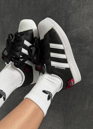 Кросівки жіночі в стилі adidas superstar
the originals black / white / red premium
