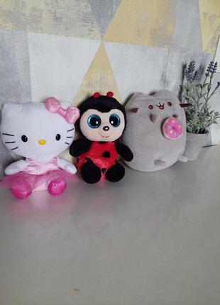 Маленькие мягкие игрушки hello kitty, солнышко, кошка