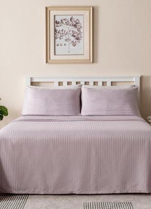 Комплект постільної білизни страйп сатин soft lilac