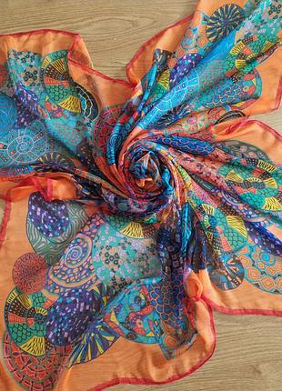 Роскошный большой винтажный шелковый платок