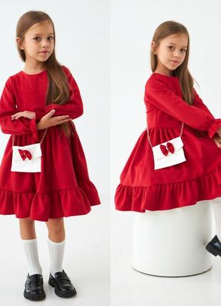 Нарядное платье на девочку 3-8 лет 98-128 см замш диагональ