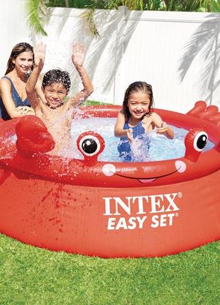 Надувний басейн дитячий intex crab easy set круглий наливний для дачі 183 х 56 см.3 фото