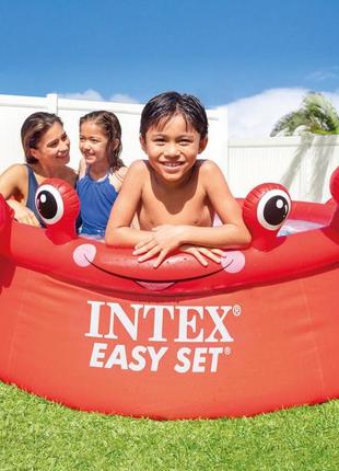 Надувний басейн дитячий intex crab easy set круглий наливний для дачі 183 х 56 см.4 фото