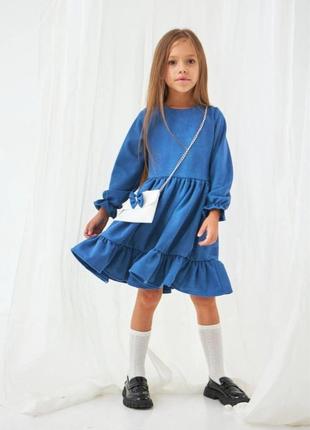 Нарядное платье на девочку 3-8 лет 98-128 см замш2 фото