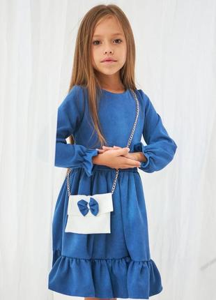 Нарядное платье на девочку 3-8 лет 98-128 см замш4 фото