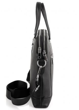 Кожаная мужская черная  сумка-портфель для документов  tiding bag kx-528316 фото