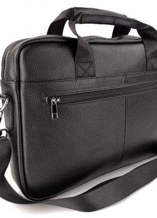 Кожаная черная деловая сумка-портфель для ноутбука td-938305 фото