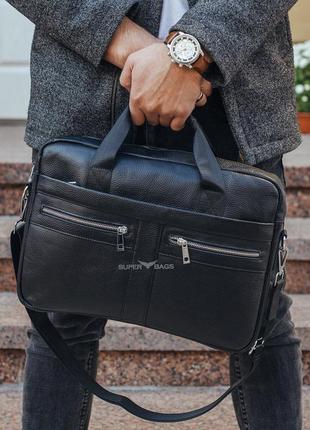 Шкіряна чоловіча ділова сумка-портфель для ноутбука td-938302 фото