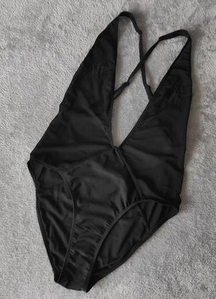 Суцільний чорний купальник із зірочками motel