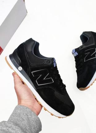Мужские кроссовки new balance 574 черные на белой