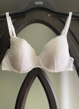 Шикарний, базовий, ажурний, бюстгальтер, в білому, кольорі, від дорогого, бренду: m&s 👌