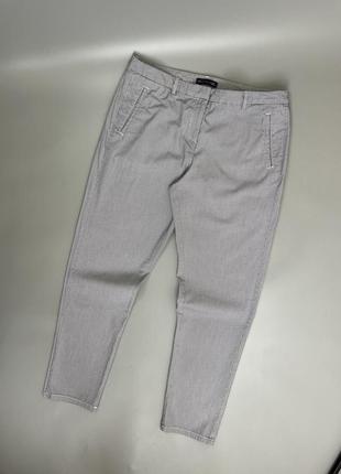 Классические брюки m&s collection в мелкую полоску, белые, черные, серые, брюки, чиносы, легкие, летние. мом, мам, бойфренд, зауженные. boyfriend
