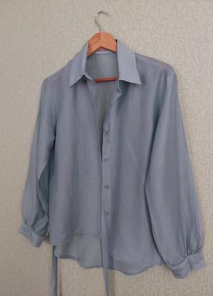 Онок батистовая рубашка с завязками ментолового цвета