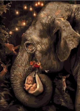 Картина за номерами "слон несе малюка" ★★★★★