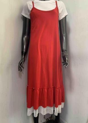 Красный коттоновый сарафан на лето. италия 🇮🇹