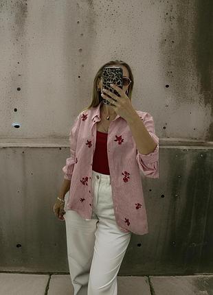 Стильная рубашка в полоску и вышивку primark