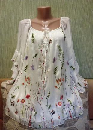 Невероятная вышиванка, 100% шелк, новая🌹🌹🌹