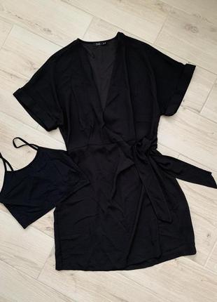 Платье на запах кэжуал меди