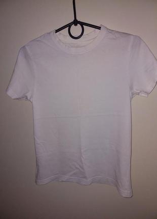 Детская белая футболка коттон на рост 134 на 9 лет