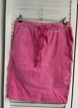 Юбка джинс стрейч розовая барби