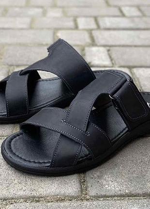 Мужские кожаные шлепанцы yuves