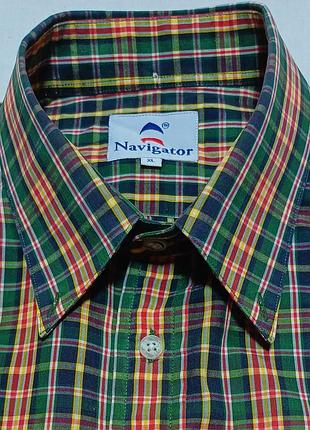 Воротник 43 см navigator size xl рубашка в зеленокрасную клетку