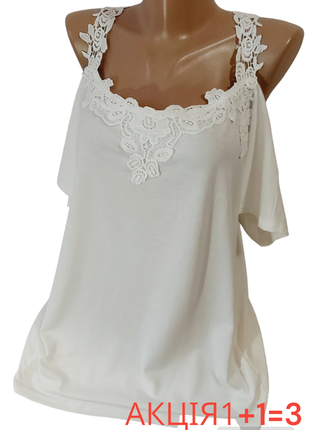 Акція 1+1 = 3 красива футболка с кружевом  george 35 %  хлопок  трикотаж