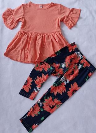 Наряд літній: туніка та легінси р.100,120 різних кольорів