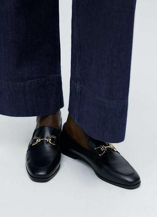 Кожаные лоферы туфли zara 38 39 40