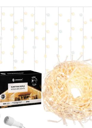 Гірлянда бахрома вулична (зовнішня) springos 20 м 500 led + flash cl0517 warm white1 фото