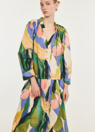 Шикарна натуральна різнокольорова легка сукня плаття котон h&m